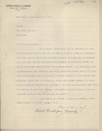 [Carta] 1940 agosto 6, Santiago, Chile [a] Juan Mujica de la Fuente