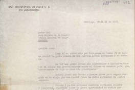 [Carta] 1971 abril 15, Santiago, Chile [a] Juan Mujica, Córdoba, Argentina