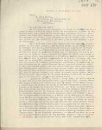 [Carta] 1939 abril, 24, Temuco, Chile [a] Juan Mujica, Santiago, Chile