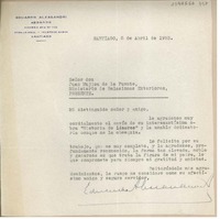 [Carta] 1953 abril 8, Santiago, Chile [a] Juan Mujica