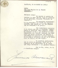 [Carta] 1953 marzo 25, Santiago, Chile [a] Juan Mujica de la Fuente