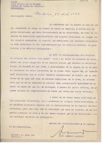 [Carta] 1948 abril 25, Mendoza, Argentina [a] Juan Mujica