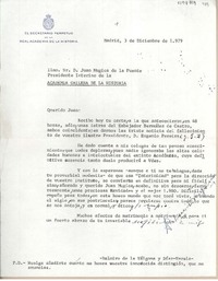 [Carta] 1979 diciembre 3, Madrid, España [a] Juan Mujica de la Fuente