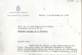 [Carta] 1979 diciembre 3, Madrid, España [a] Juan Mujica de la Fuente
