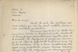 [Carta] 1962 noviembre 5, Santiago, Chile [a] Juan Mujica de la Fuente