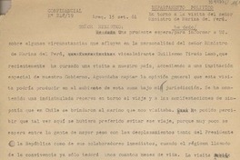 [Oficio N°24859] 1961 septiembre 15, Arequipa, Perú [al] Ministro de Relaciones Exteriores, Santiago, Chile
