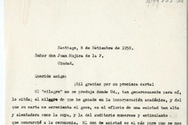 [Carta] 1959 septiembre 8, Santiago, Chile [a] Juan Mujica de la Fuente