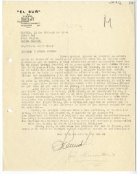 [Carta] 1946 febrero 12, Temuco, Chile [a] Juan Mujica de la Fuente, Bahía Blanca, Argentina