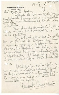 [Carta] 1945 octubre 30, Buenos Aires, Argentina [a] Juan Mujica de la Fuente