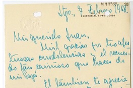 [Carta] 1968 febrero 7, Santiago, Chile [a] Juan Mujica de la Fuente