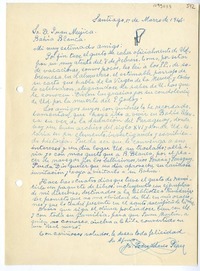 [Carta] 1946 marzo 1, Santiago, Chile [a] Juan Mujica de la Fuente, Bahía Blanca, Argentina