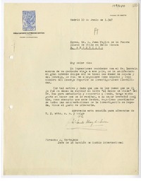 [Carta] 1947 junio 10, Madrid, España [a] Juan Mujica, Bahía Blanca, Argentina