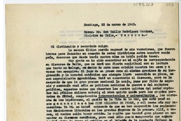 [Carta] 1943 marzo 22, Santiago, Chile [a] Emilio Rodríguez Mendoza, Caracas, Venezuela