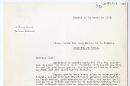 [Carta] 1975 enero 25, Madrid, España [a] Juan Mujica de la Fuente, Santiago, Chile