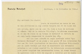 [Carta] 1940 noviembre 4, Santiago, Chile [a] Juan Mujica de la Fuente