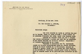 [Carta] 1943 diciembre 15, Santiago, Chile [a] Ricardo A. Latcham