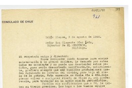 [Carta] 1946 agosto 2, Bahía Blanca, Argentina [a] Clemente Díaz León, Santiago, Chile