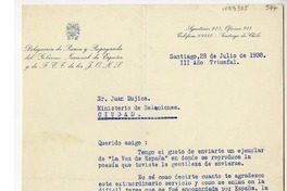 [Carta] 1938 julio 28, Santiago, Chile [a] Juan Mujica de la Fuente