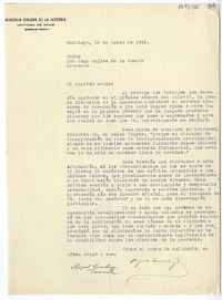 [Carta] 1941 marzo 12, Santiago, Chile [a] Juan Mujica de la Fuente