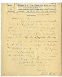 [Carta] 1932 septiembre 12, Santander, España [a] Juan Mujica de la Fuente, Madrid