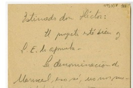 [Carta] 1940, Santiago, Chile [a] Hector Mujica Pumarino