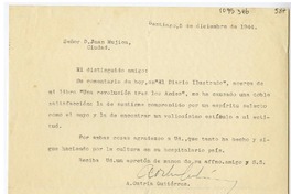 [Carta] 1944 diciembre 5, Santiago, Chile [a] Juan Mujica de la Fuente