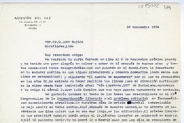 [Carta] 1974 noviembre 24, Barcelona, España [a] Juan Mujica de la Fuente, Lima, Perú