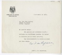 [Carta] 1951 abril 2, Washington D. C. [a] Juan Mujica de la Fuente, Bilbao, España