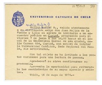 [Tarjeta] 1974 mayo 16, Talca, Chile [a] Juan Mujica, Santiago