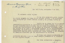 [Carta] 1946 noviembre 8, Mar del Plata, Argentina [a] Juan Mujica