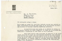 [Carta] 1951 marzo, Madrid, España [a] Juan Mujica, Bilbao, España