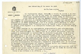[Carta] 1950 enero 17, San Sebastián, España [a] Juan Mujica, Bilbao, España