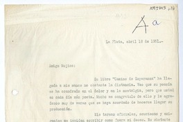 [Carta] 1951 abril, 18, La Plata, Argentina [a] Juan Mujica, Bilbao, España