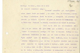 [Carta] 1949 julio 30, Santiago, Chile [a] Juan Mujica, Mendoza, Argentina