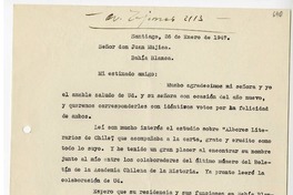 [Carta] 1947 enero 26, Santiago, Chile [a] Juan Mujica, Bahía Blanca, Argentina