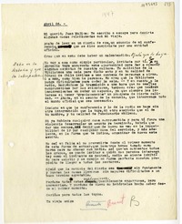 [Carta] [1947] abril 26, Buenos Aires, Argentina [a] Juan Mujica, Bahía Blanca, Argentina