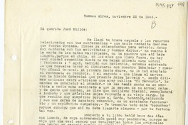 [Carta] 1946 noviembre 22, Buenos Aires, Argentina [a] Juan Mujica, Bahía Blanca, Argentina