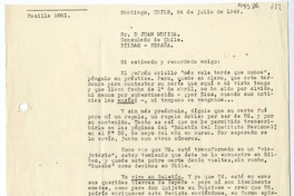 [Carta] 1949 julio 24, Santiago, Chile [a] Juan Mujica, Bilbao, España