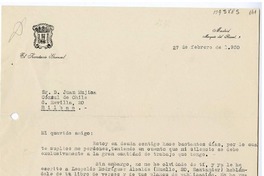 [Carta] 1950 febrero 27, Madrid, España [a] Juan Mujica, Bilbao, España