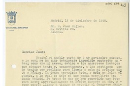 [Carta] 1950 diciembre 14, Madrid, España [a] Juan Mujica, Bilbao, España