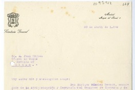 [Carta] 1949 abril 30, Madrid, España [a] Juan Mujica, Bilbao, España