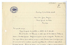 [Carta] 1948 octubre 27, Santiago, Chile [a] Juan Mujica, Mendoza, Argentina