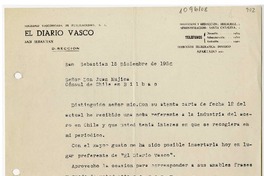 [Carta] 1950 diciembre 15, San Sebastián, España [a] Juan Mujica de la Fuente, Bilbao
