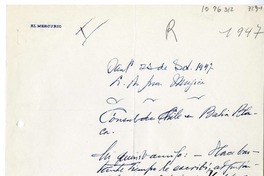 [Carta] 1947 septiembre 25, Santiago, Chile [a] Juan Mujica de la Fuente, Bahía Blanca, Argentina