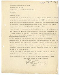 [Carta] 1952 abril 25, Santiago, Chile [a] Juan Mujica de la Fuente