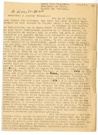 [Carta] 1963 julio 22, Lima, Perú [a] Pedro Lira Urquieta, Ciudad del Vaticano