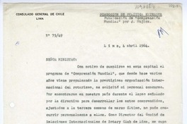 [Oficio consular N°7549] 1964 abril 4, Lima, Perú [a] Ministro de Relaciones Exteriores, Santiago, Chile