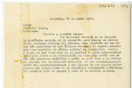 [Carta] 1960 junio 23, Arequipa, Perú [a] Salvador Reyes, Santiago, Chile