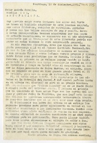[Carta] 1971 diciembre 10, Santiago, Chile [a] Andrés Sabella, Antofagasta