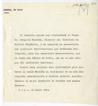 [Carta] 1964 enero 10, Lima, Perú [a] Gregorio Marañón, Madrid, España